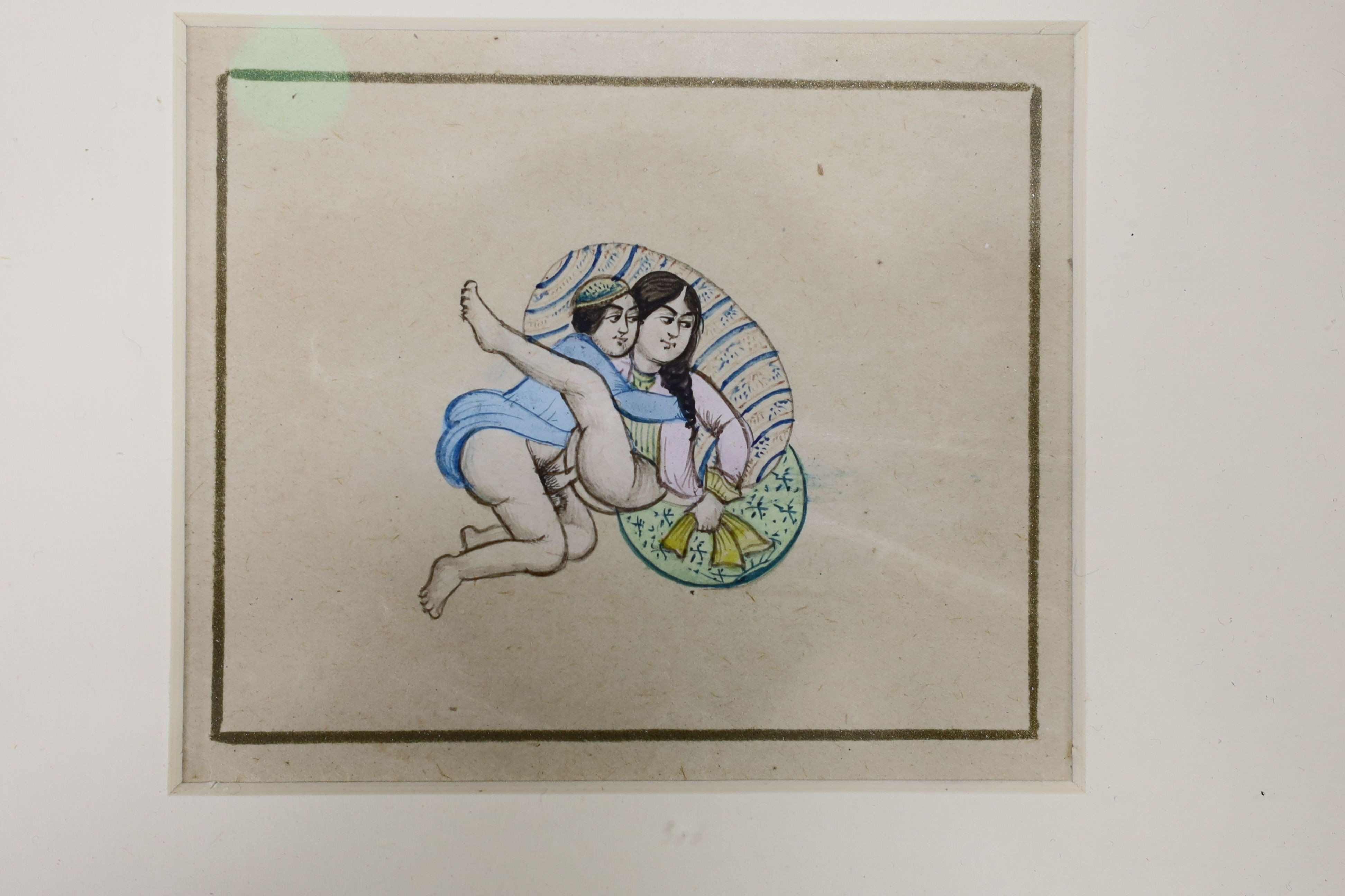 Indian School, set of ten ink and watercolour erotic studies, largest approx. 7 x 8cm